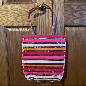 Pink and Orange Striped Tote Bag GUC